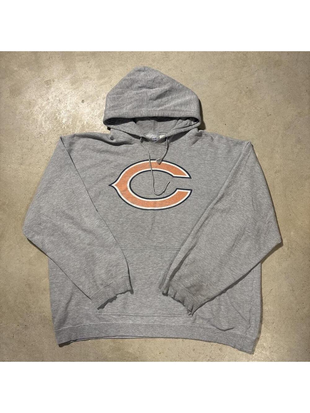 Vintage Y2K Chicago Bears Reebok Big Logo Hoodie Men's 2XL Gray NFL